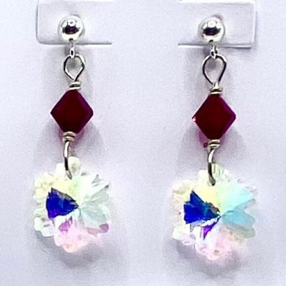 AAZ Sterling Silver Crystal Dangle Earrinigs - Picture 2 of 5